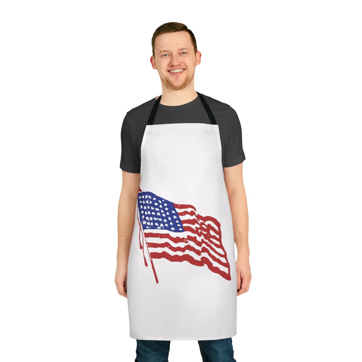 Patriotic American flag apron with stars and stripes design