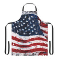 Vibrant watercolor painting of the American flag on a high-quality apron