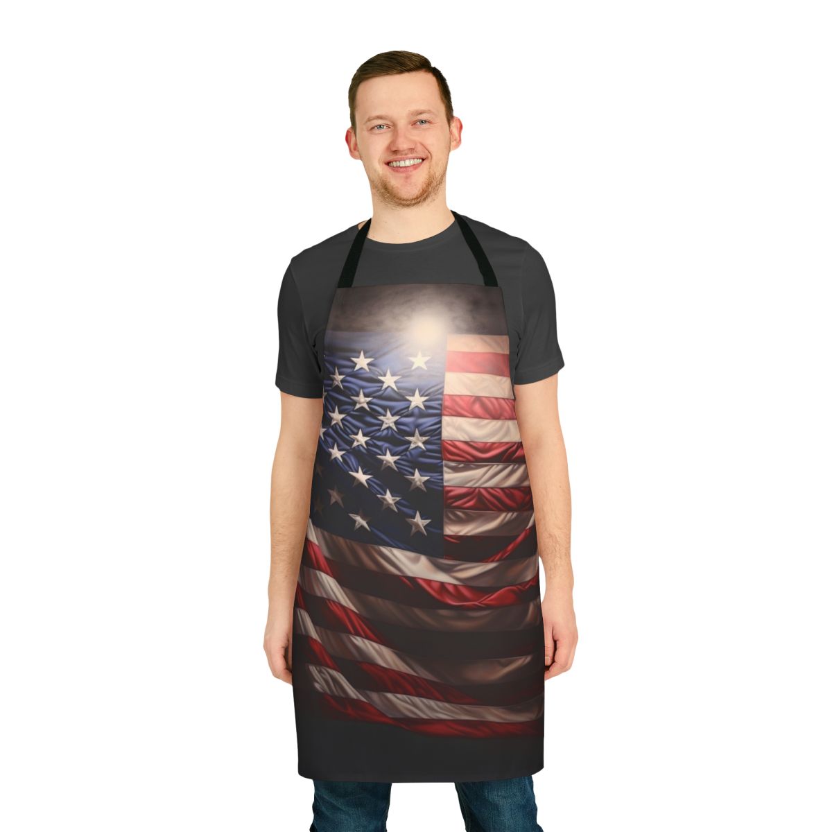 Patriotic American Flag Design Printed Apron for Cooking, Grilling, and Everyday Use