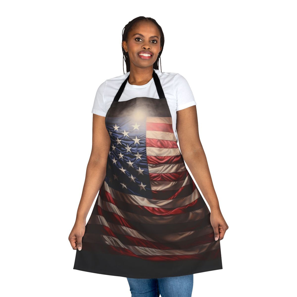Patriotic American Flag Design Printed Apron for Cooking, Grilling, and Everyday Use