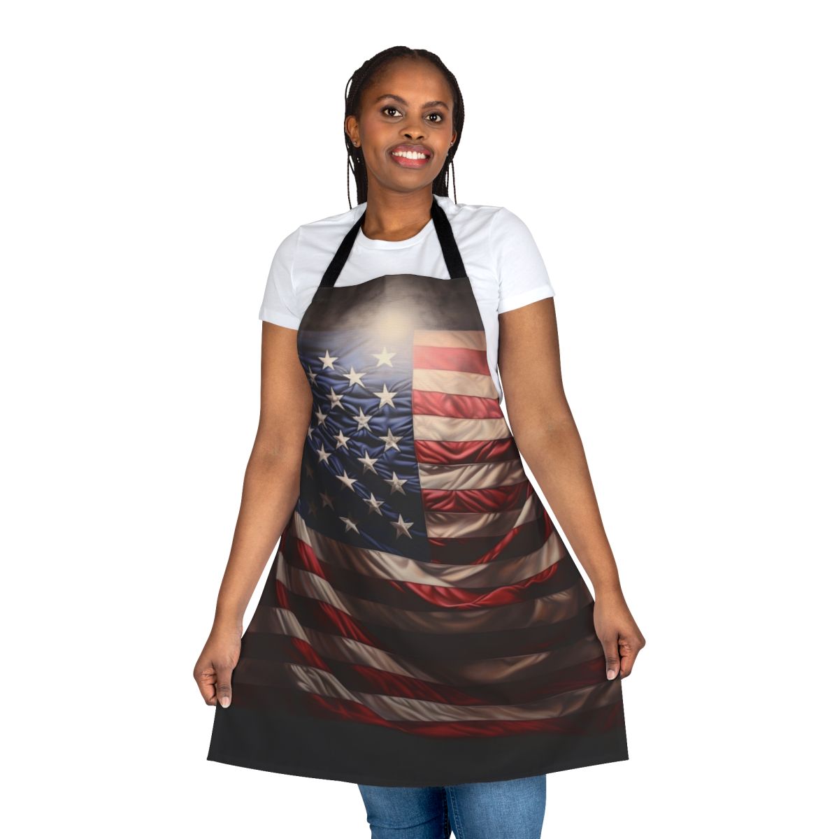 Patriotic American Flag Design Printed Apron for Cooking, Grilling, and Everyday Use
