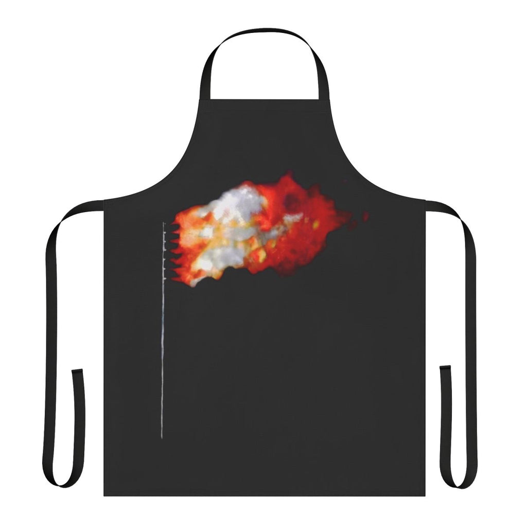 Patriotic American flag burning design printed on a high-quality apron