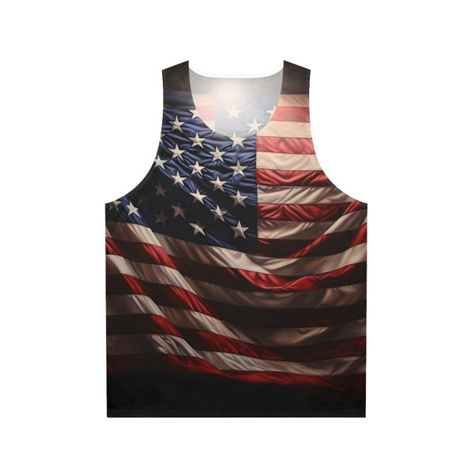 Patriotic American flag print unisex tank top