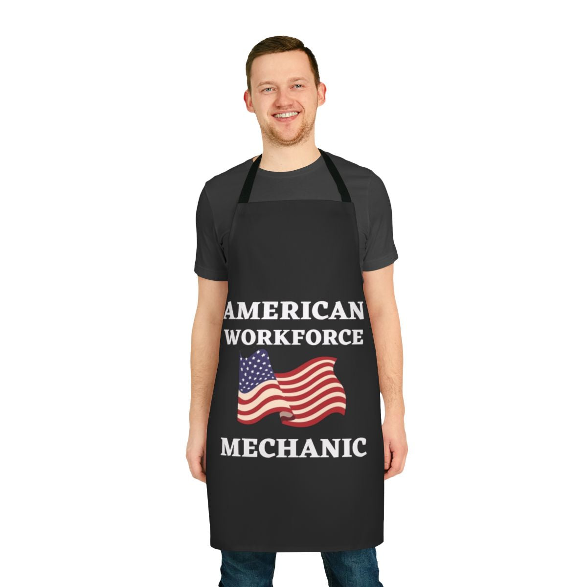 Patriotic American Workforce Mechanic Apron with American Flag Design