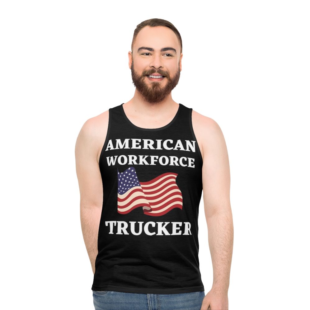 Patriotic American workforce unisex trucker tank top