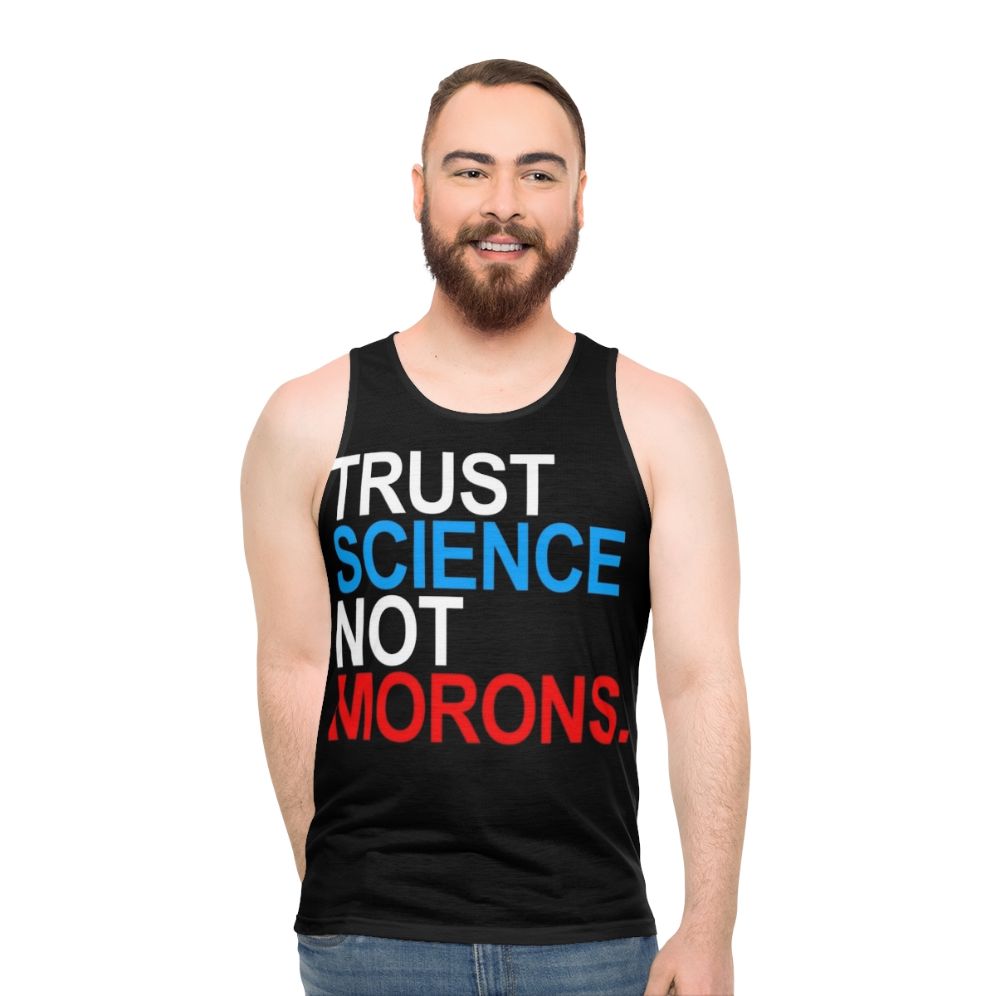Patriotic anti-trump tank top with trust science message