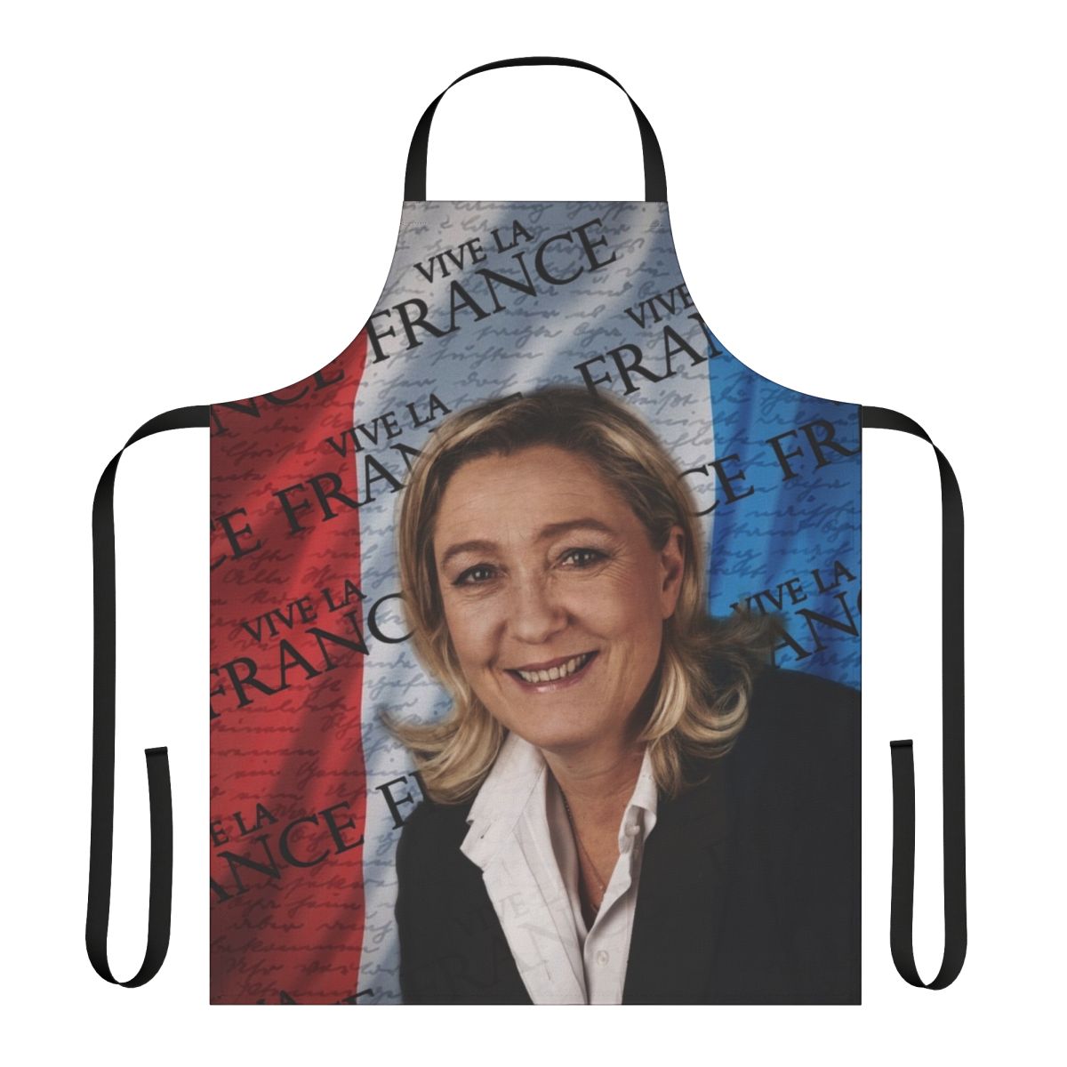 Patriotic apron featuring French politician Marine Le Pen
