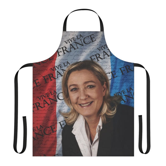 Patriotic apron featuring French politician Marine Le Pen