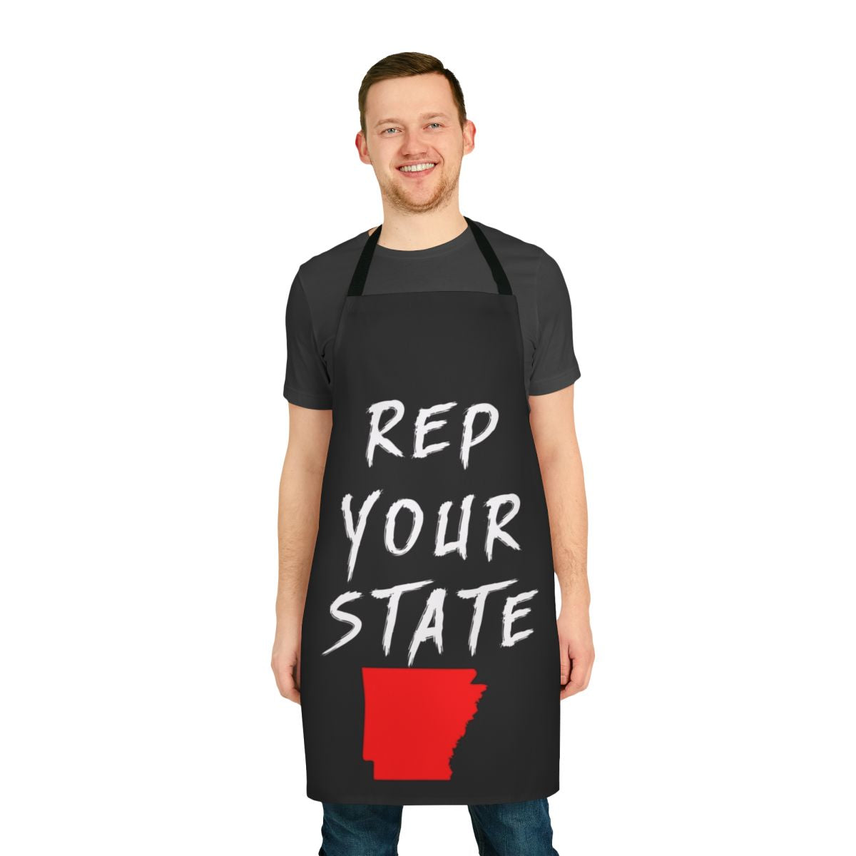 Patriotic Arkansas state pride kitchen apron with vibrant design