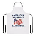 Bartender wearing a patriotic apron with the American flag design