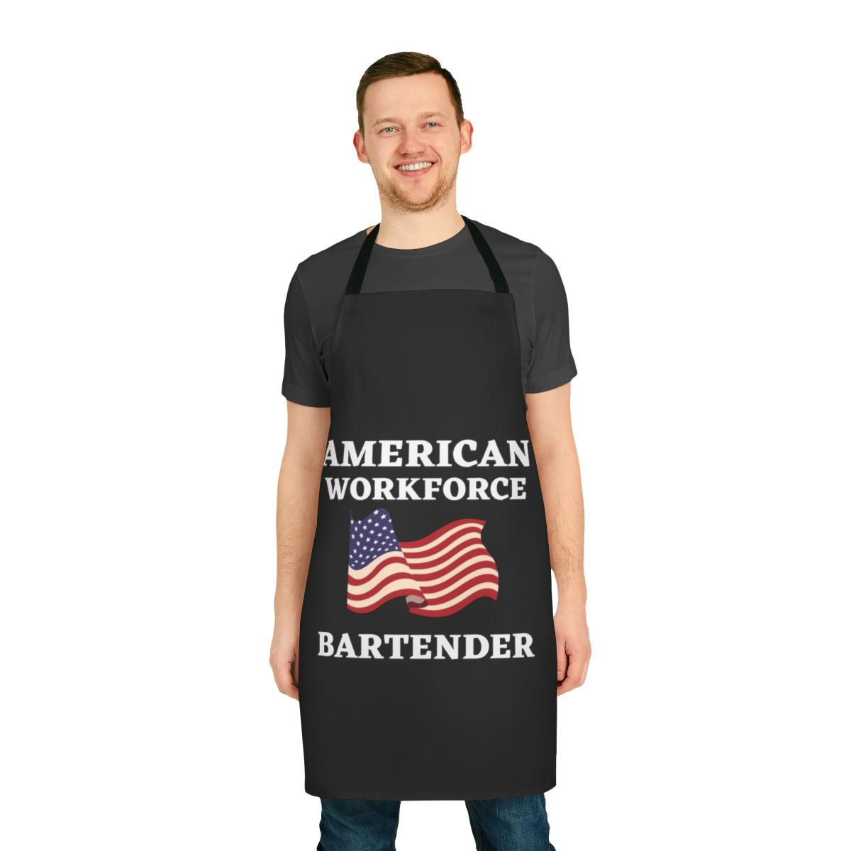 Patriotic bartender apron featuring an American flag design