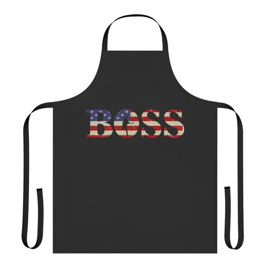 Patriotic cooking apron featuring the American flag and Bruce Springsteen inspired design