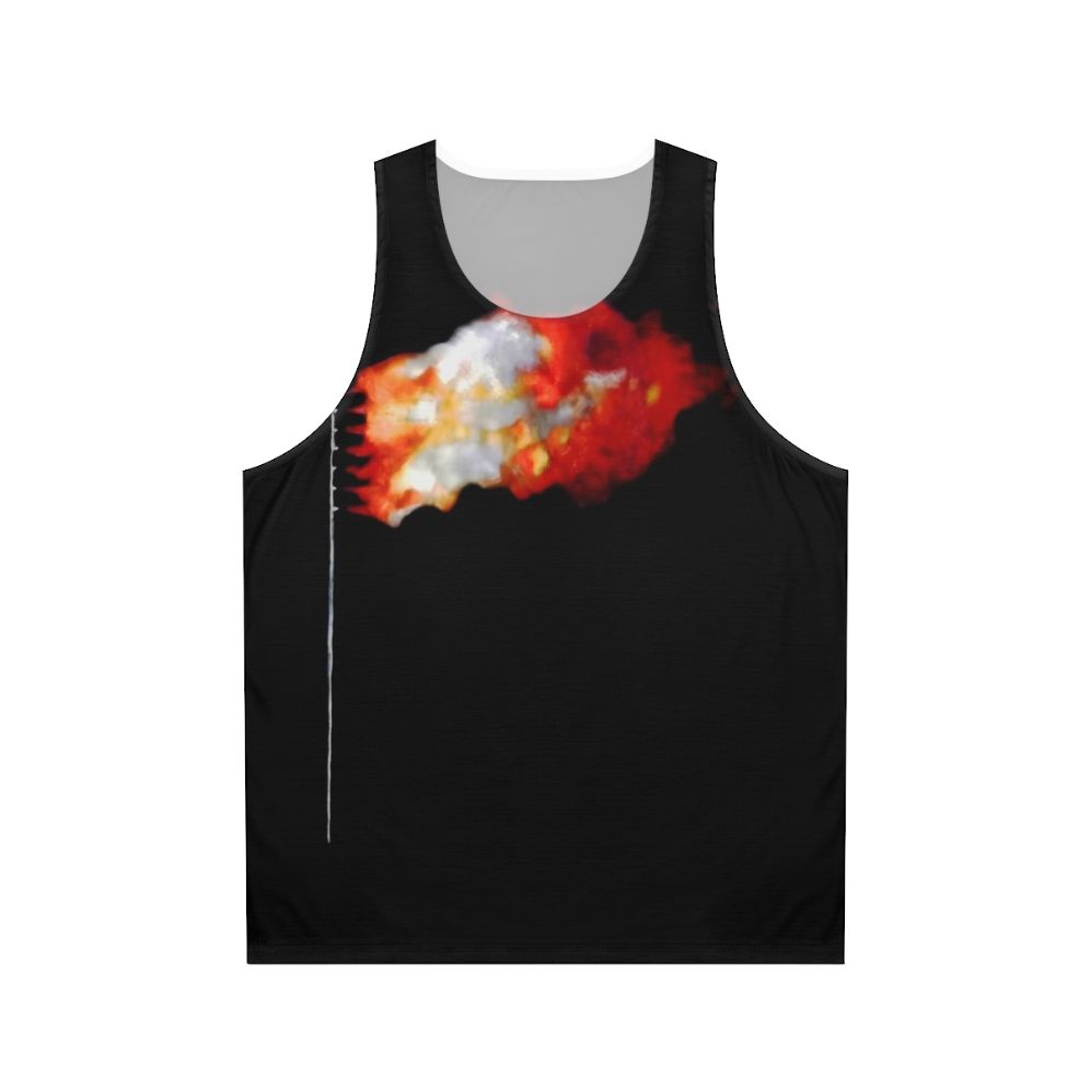 Patriotic unisex tank top with burning flag design