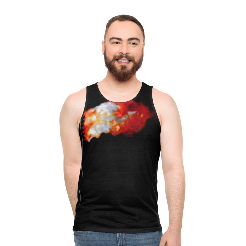 Patriotic unisex tank top with burning flag design