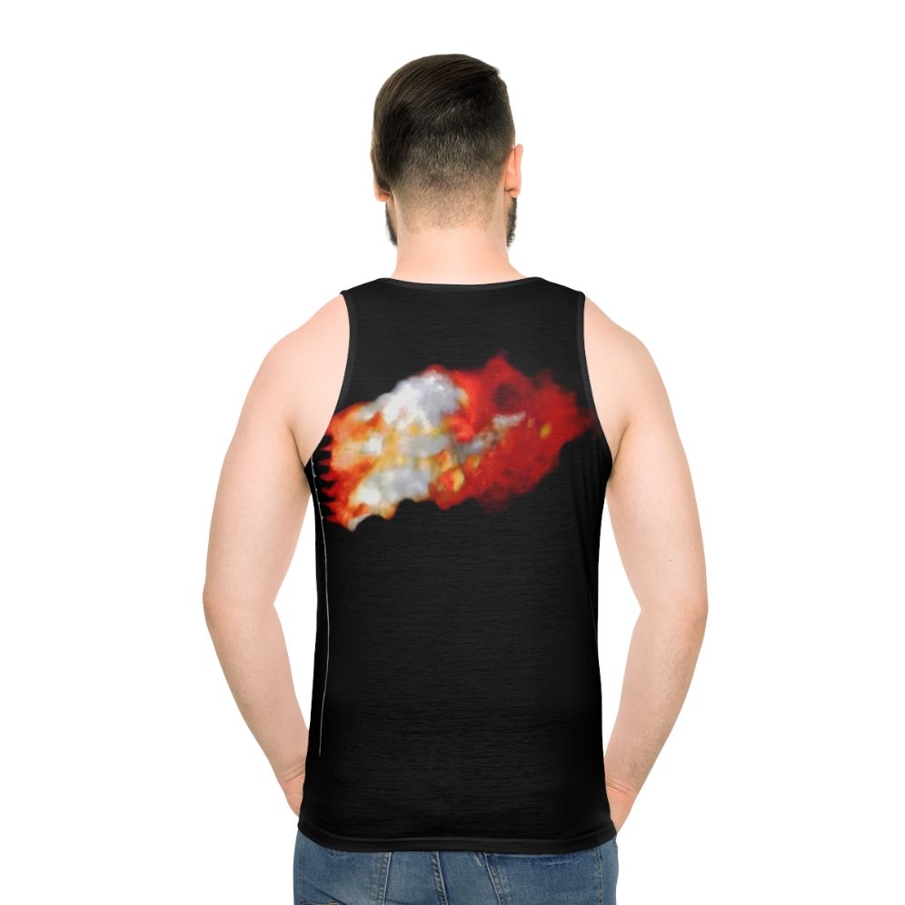 Patriotic unisex tank top with burning flag design
