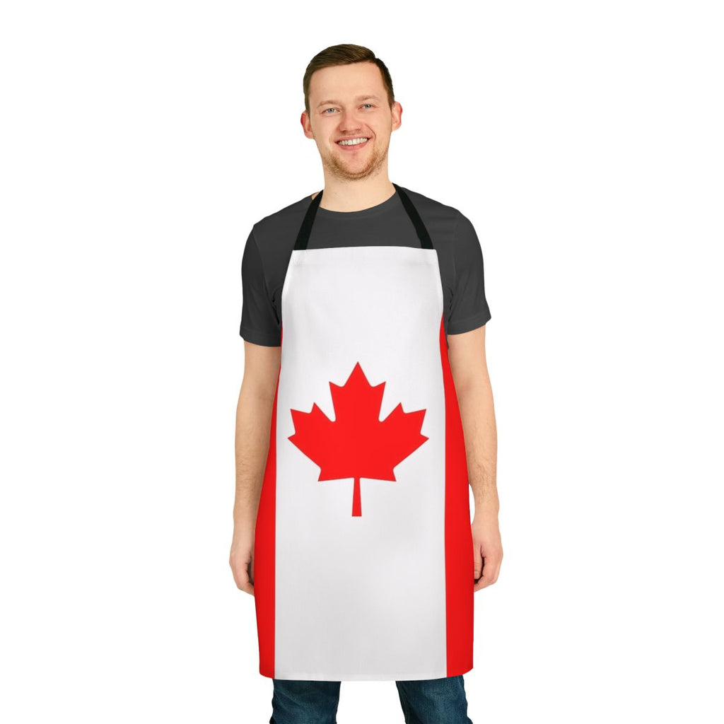 Canada flag apron with a versatile world map design, perfect for cooking, baking, and other kitchen activities.
