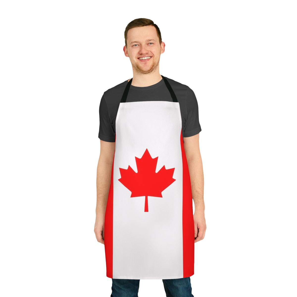 Canada flag apron with a versatile world map design, perfect for cooking, baking, and other kitchen activities.