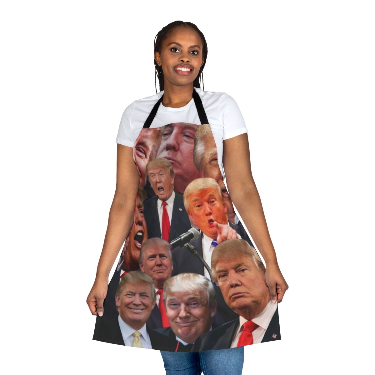 Patriotic Donald Trump Collage Apron with MAGA and American Flag Design