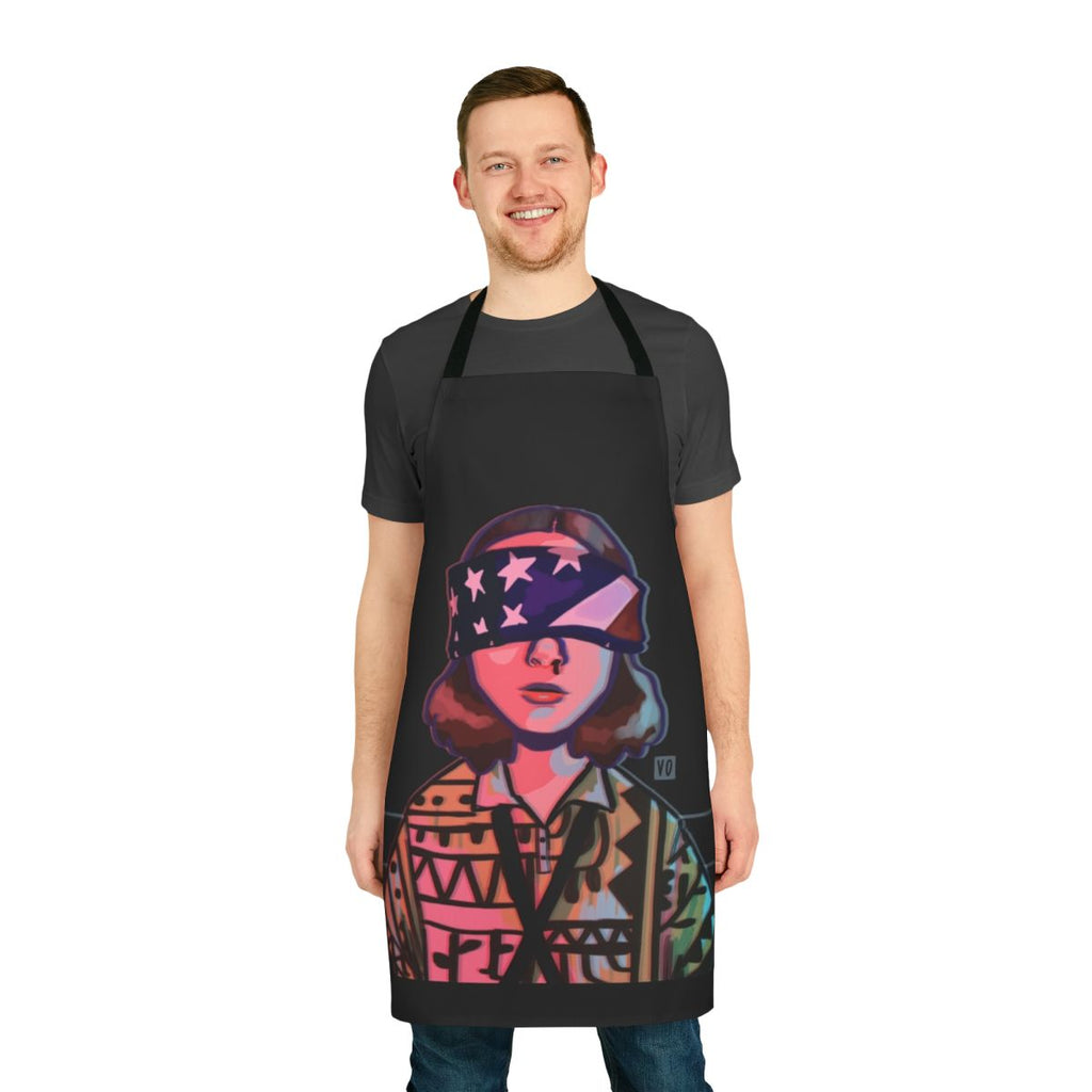 Patriotic Eleven Stranger Things themed apron with American flag design