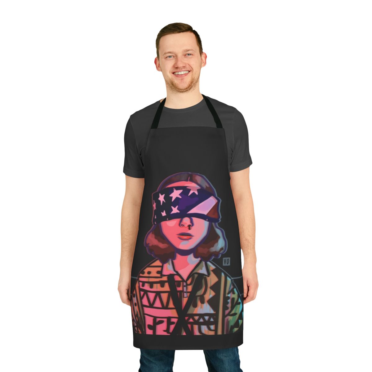 Patriotic Eleven Stranger Things themed apron with American flag design