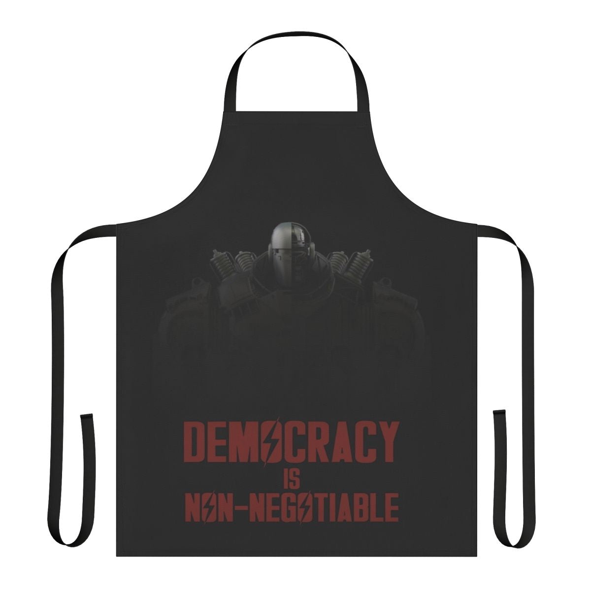Patriotic fallout-themed apron with Liberty Prime graphics