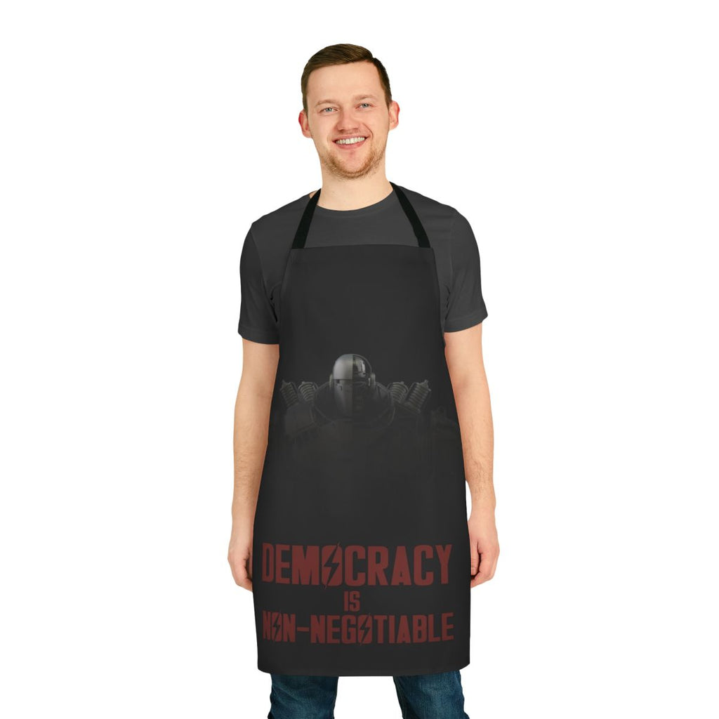 Patriotic fallout-themed apron with Liberty Prime graphics