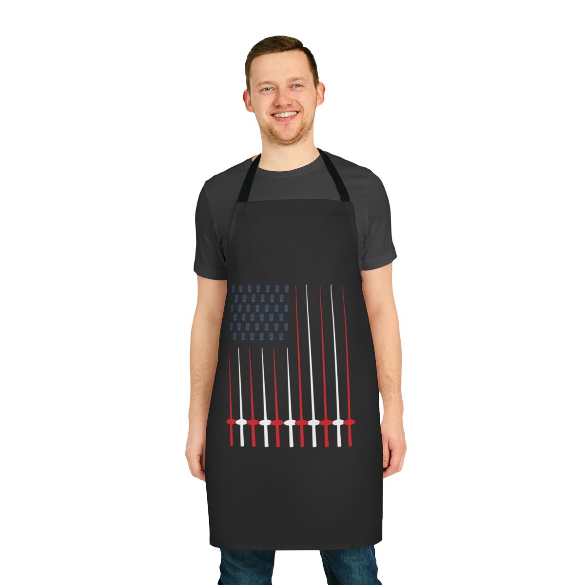 Patriotic fencing apron featuring the US flag design