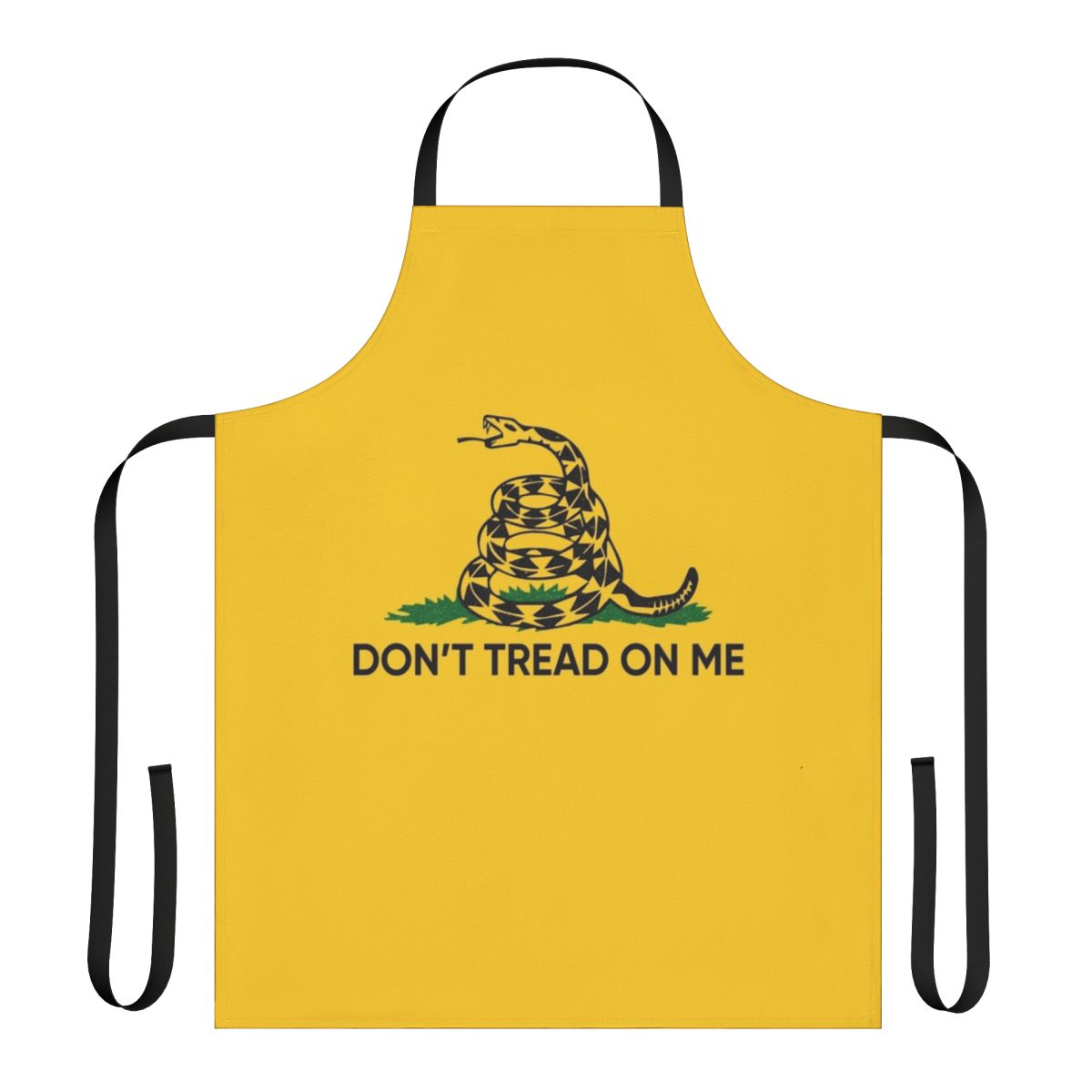 Patriotic Gadsden Flag design on an apron, featuring the "Don't Tread on Me" slogan.