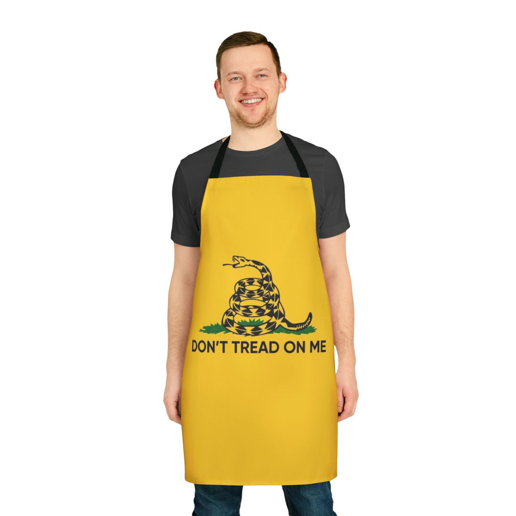 Patriotic Gadsden Flag design on an apron, featuring the "Don't Tread on Me" slogan.