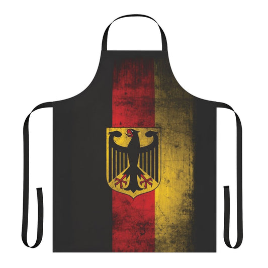 Close-up of a patriotic apron featuring the German eagle coat of arms flag design