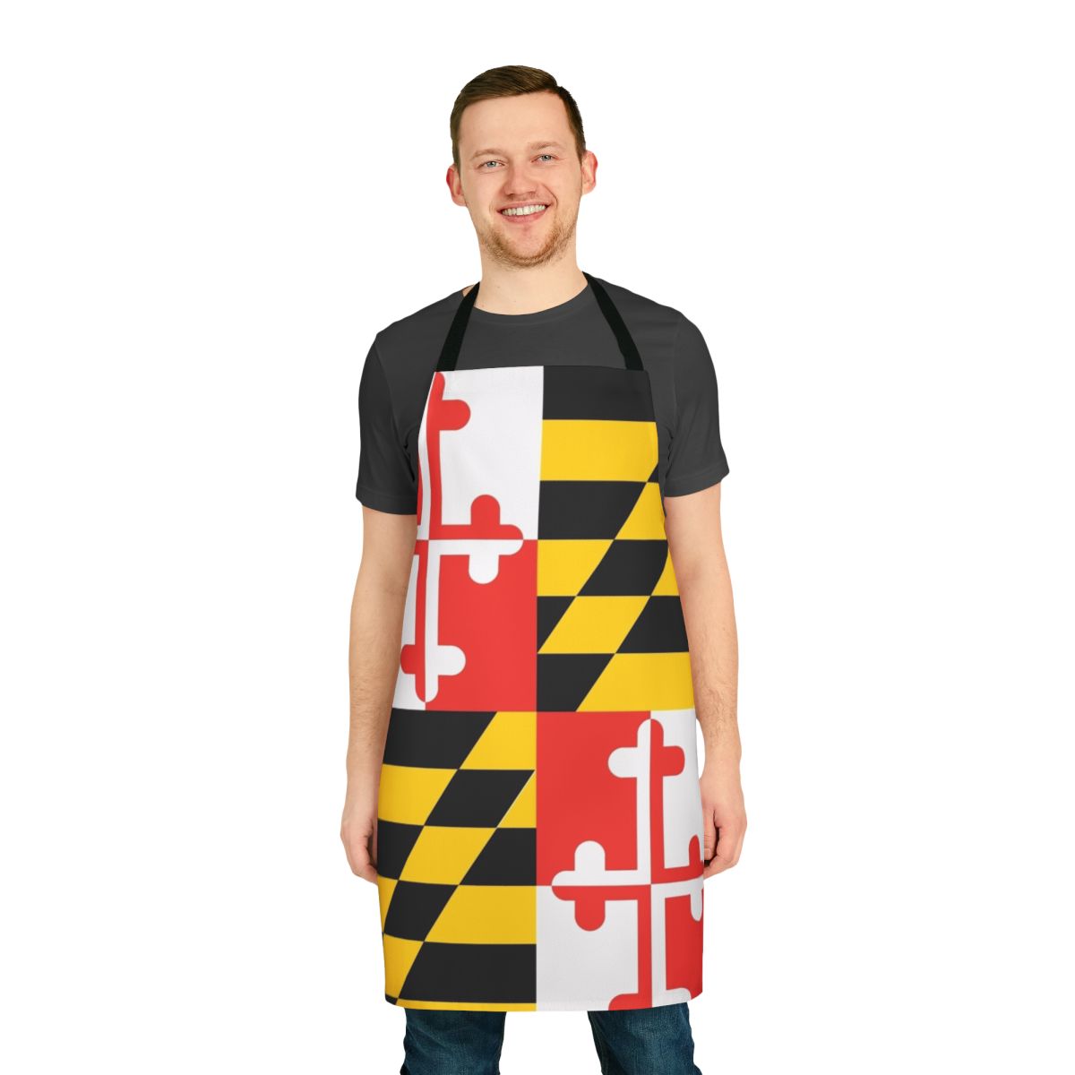 Apron featuring the Maryland state flag graphic design
