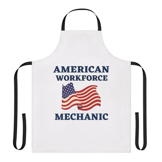 Mechanic wearing a patriotic apron with the American flag design