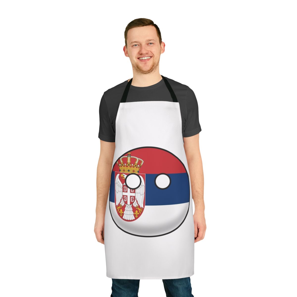 Apron featuring a Serbia Countryball graphic design