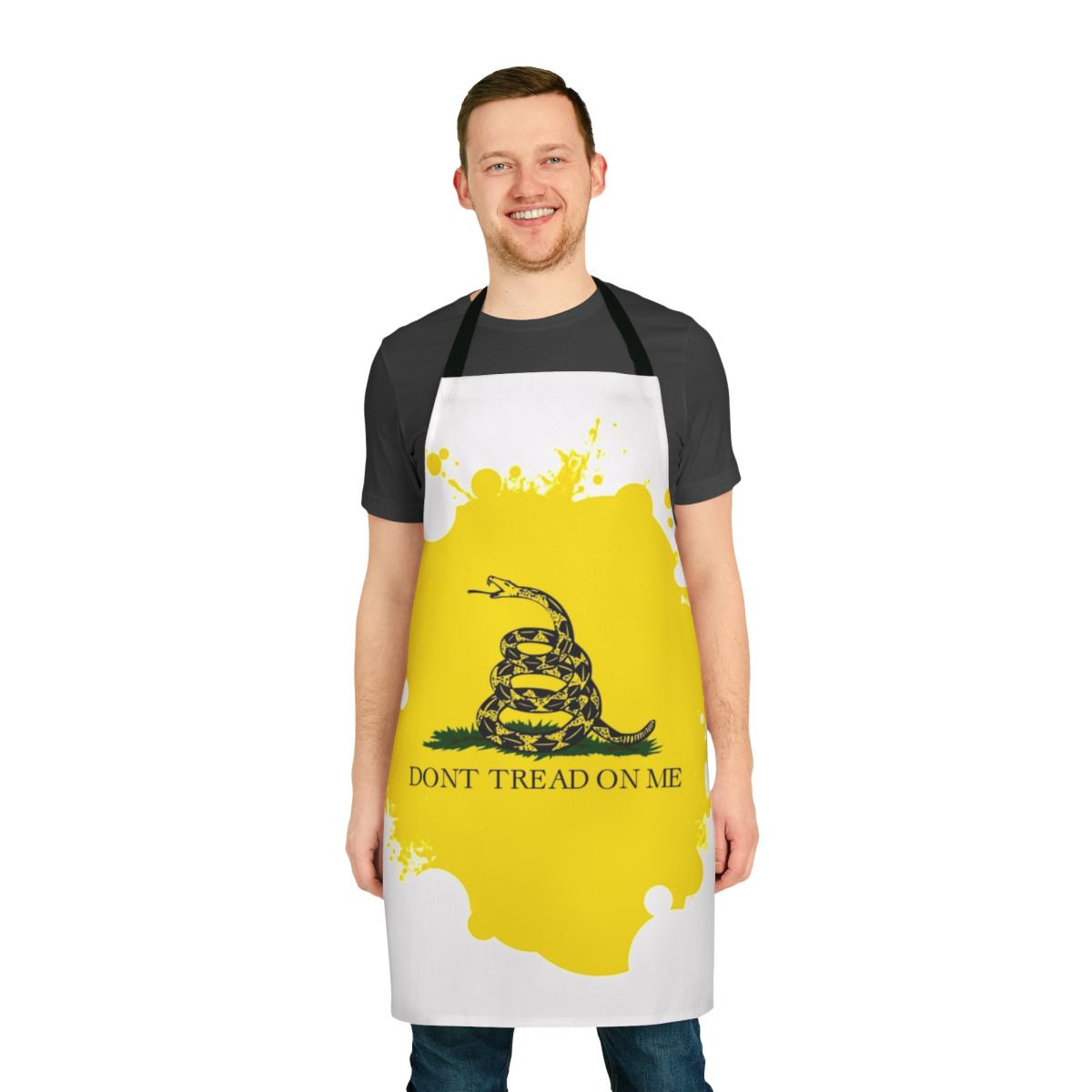 Patriotic snake design apron featuring a Gadsden flag inspired garden snake print