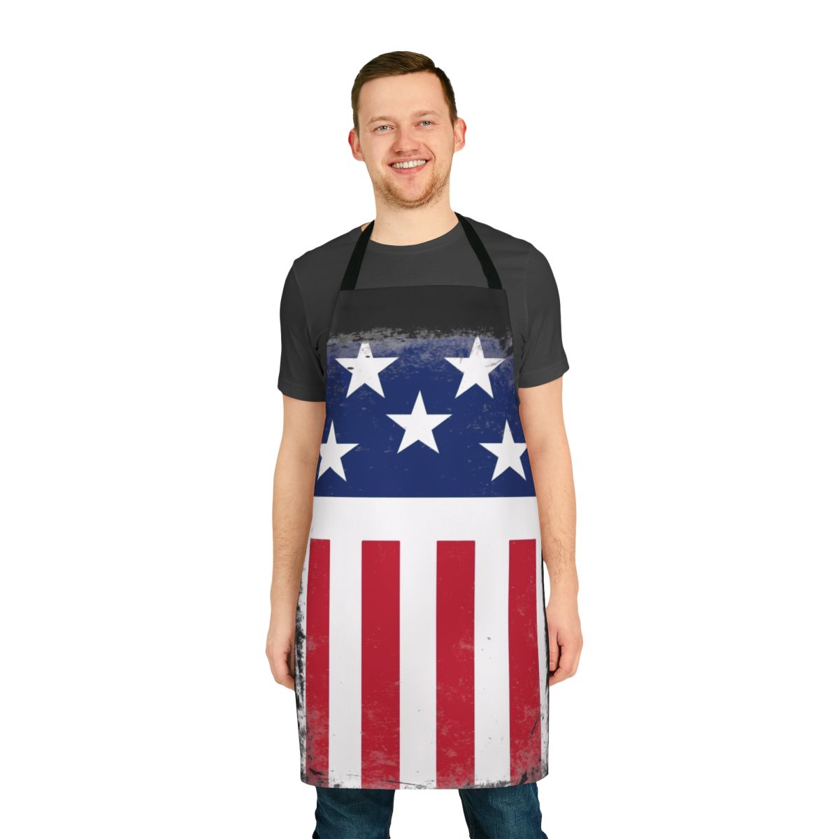 Patriotic stars and stripes design apron for fans of The Prodigy and techno/electronica music