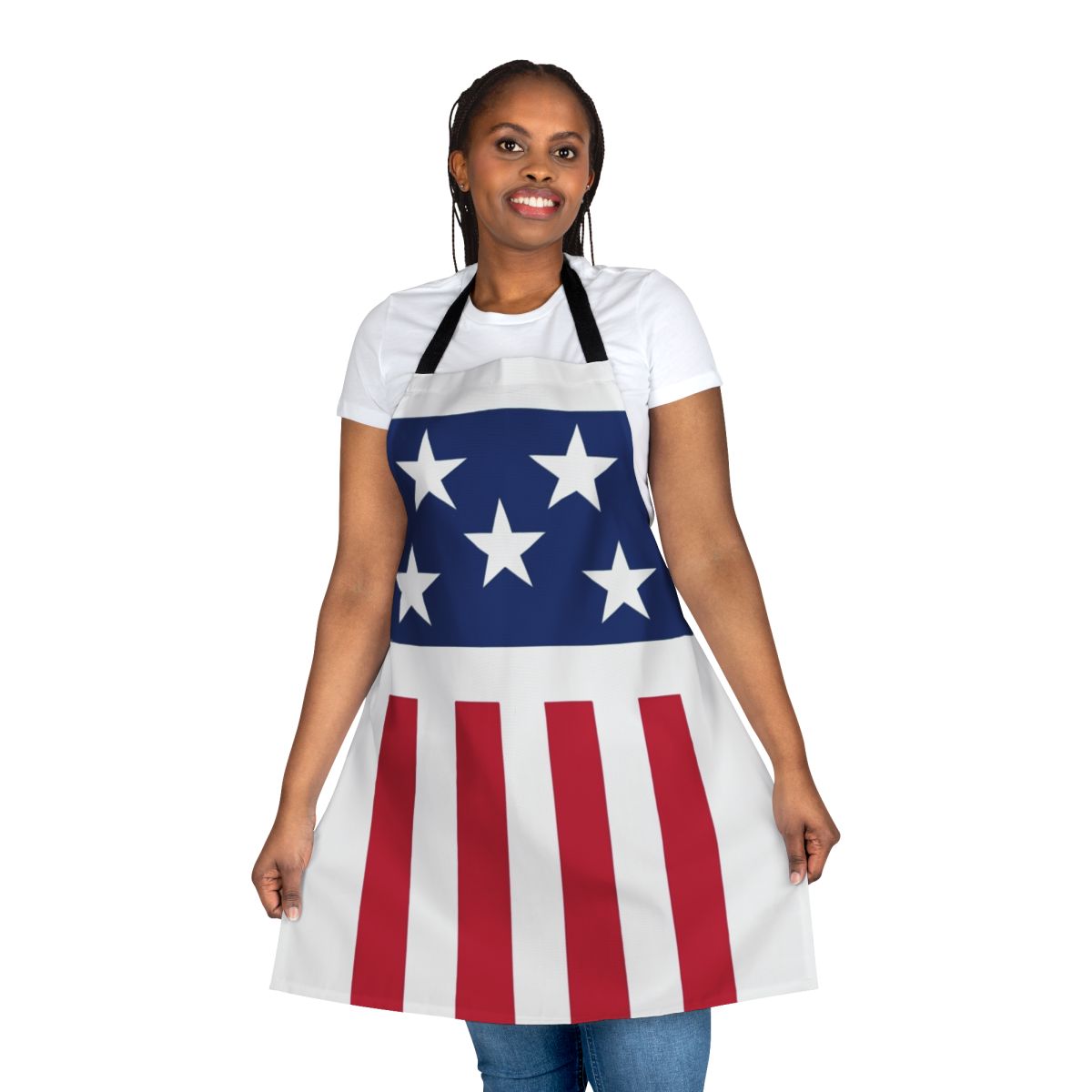Patriotic stars and stripes apron for cooking, grilling, and barbecuing