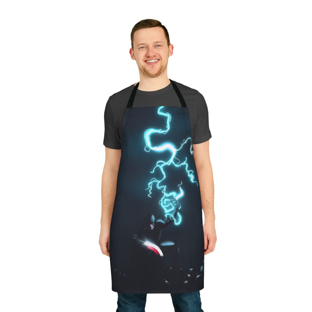 A high-quality, durable apron featuring a patriotic superhero design, perfect for cooking, grilling, and everyday kitchen tasks.