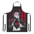 Patriotic superhero-themed apron in red, white, and blue colors with Donald Trump 2020 logo