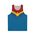 Patriotic superhero unisex tank top with metallic star design