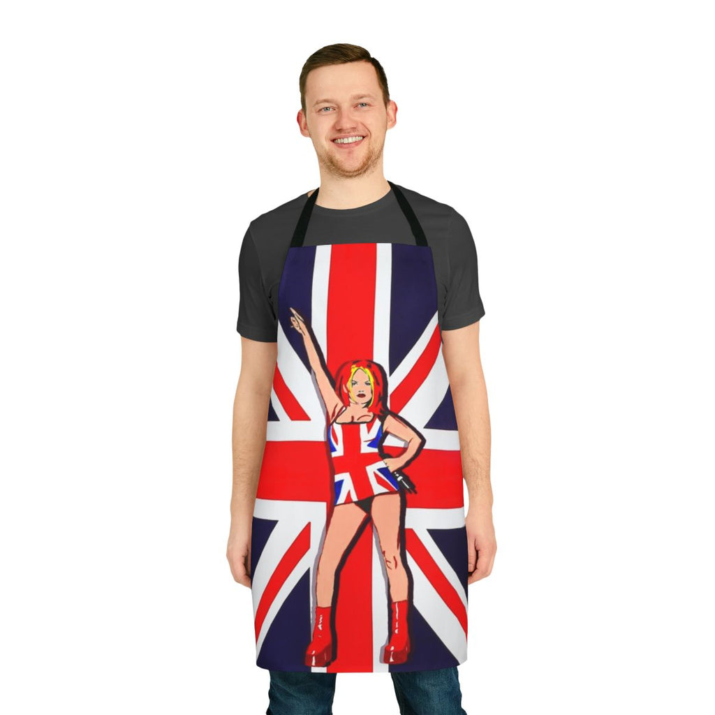 Union jack apron with retro 90s pop art design