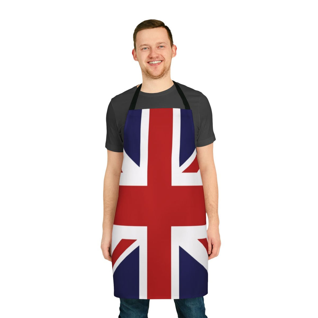 Vibrant Union Jack flag design printed on a sturdy, high-quality kitchen apron