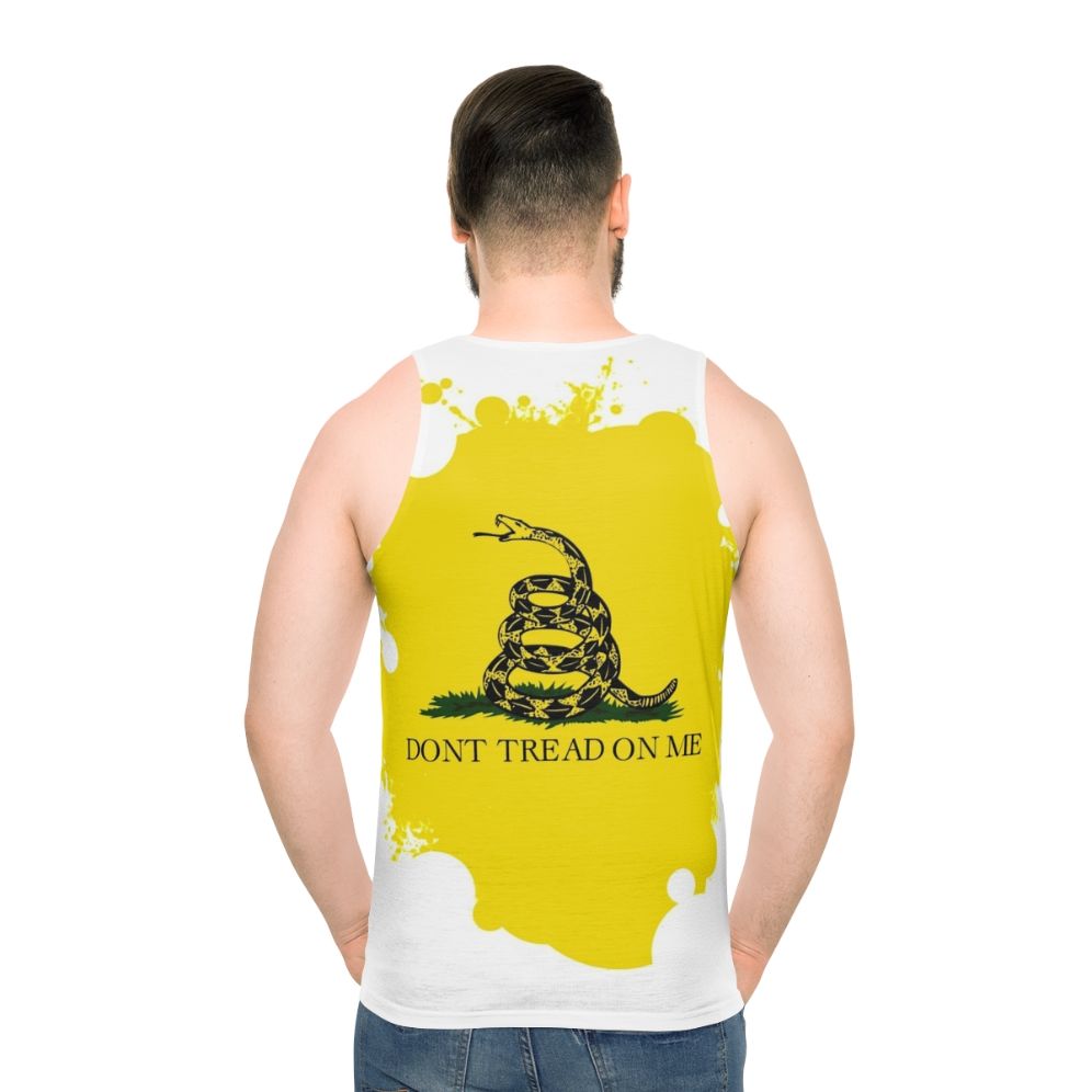 Unisex tank top with "Don't Tread on Me" snake design