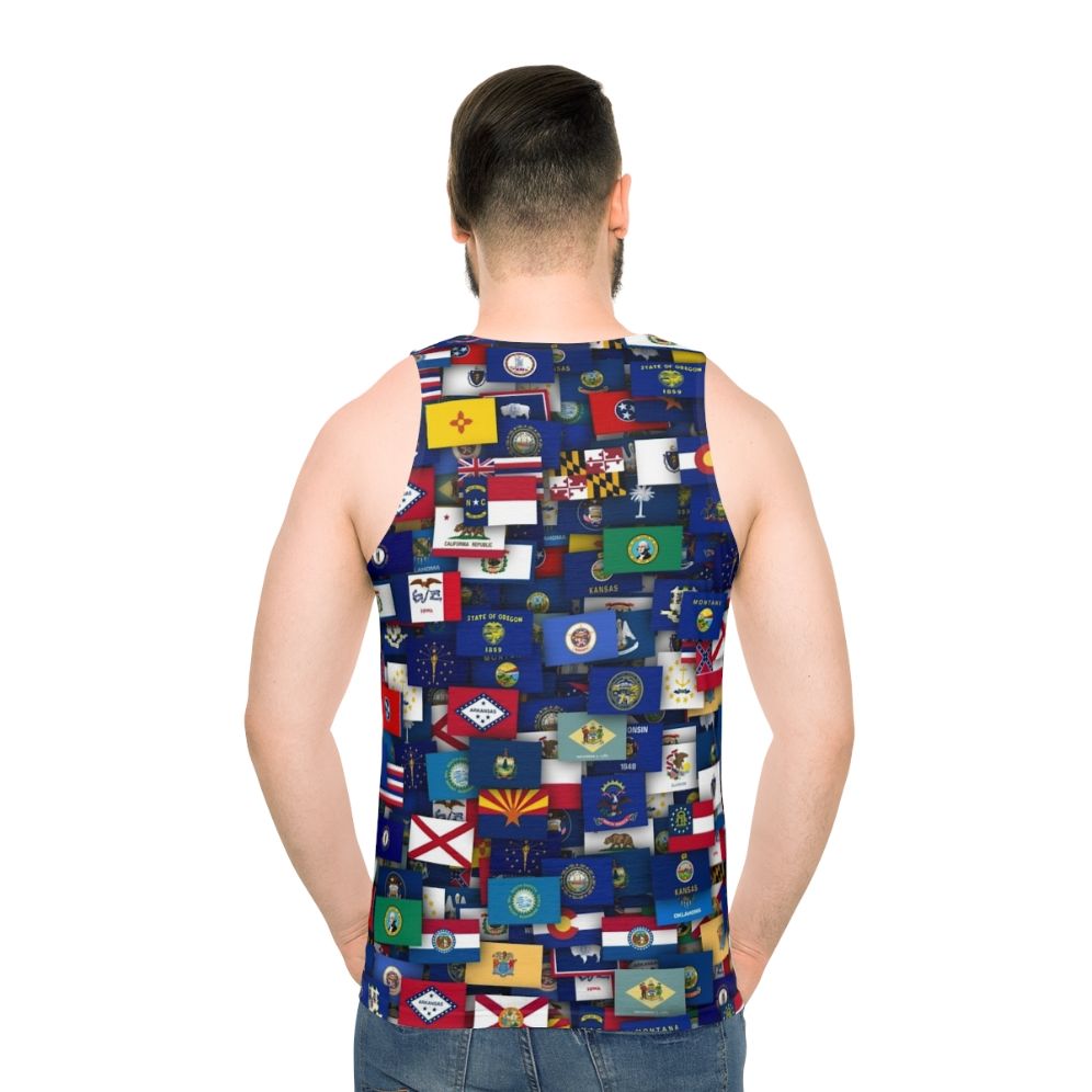 Unisex tank top featuring flags of all 50 US states