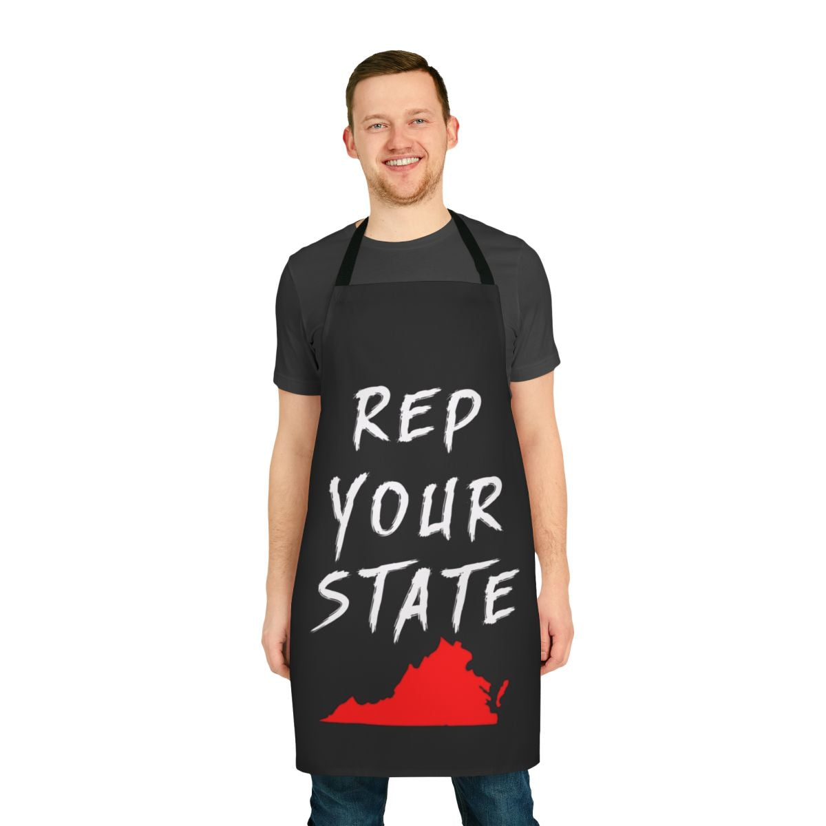 A high-quality apron featuring the Virginia state flag design, perfect for cooking, baking, and grilling with state pride.