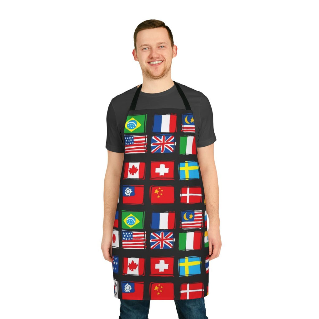 Patriotic world flag apron design with national flags of various countries