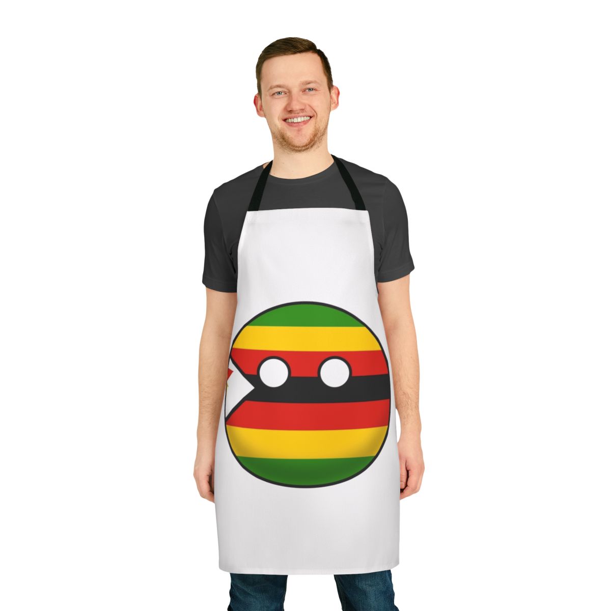 Zimbabwe flag-inspired apron with Countryball design for patriotic kitchen wear