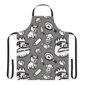 Overcooked-inspired patterned apron featuring chef's tools and ingredients