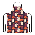 Patterned apron featuring cute pumpkins, ghosts, and halloween cats - perfect for spooky and sweet holiday baking