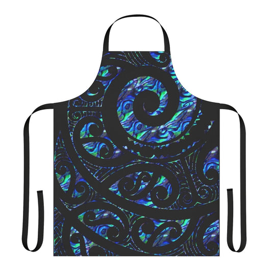 Paua Tattoo Koru Design Apron with New Zealand Maori Inspired Pattern