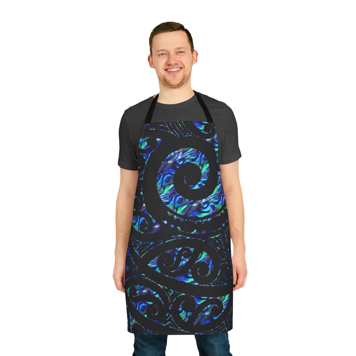 Paua Tattoo Koru Design Apron with New Zealand Maori Inspired Pattern